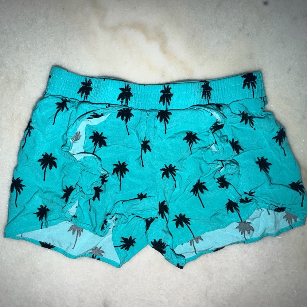 Justice Turquoise Palm Tree Ruffle Shorts Girls size 10/12